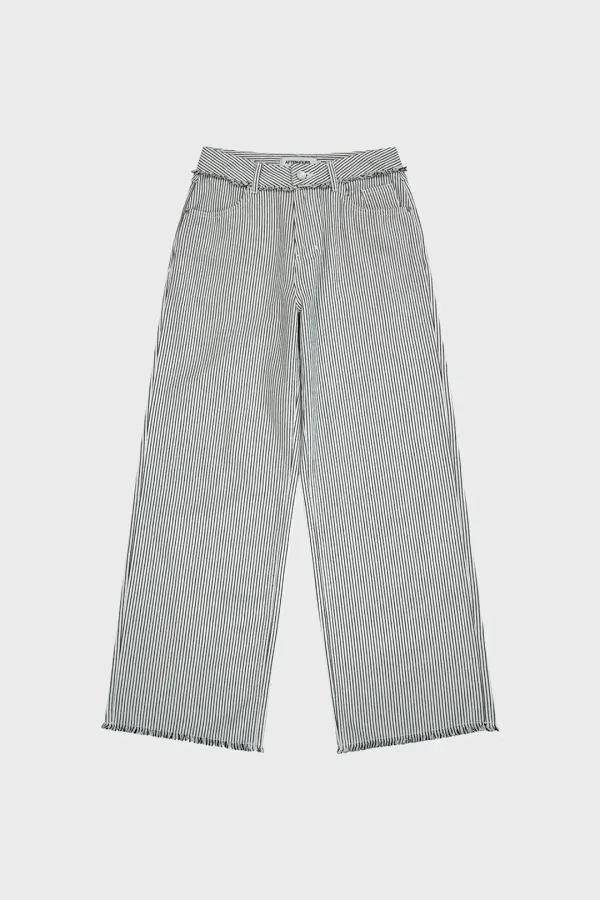 RAW CUT DENIM PANTS (STRIPE)