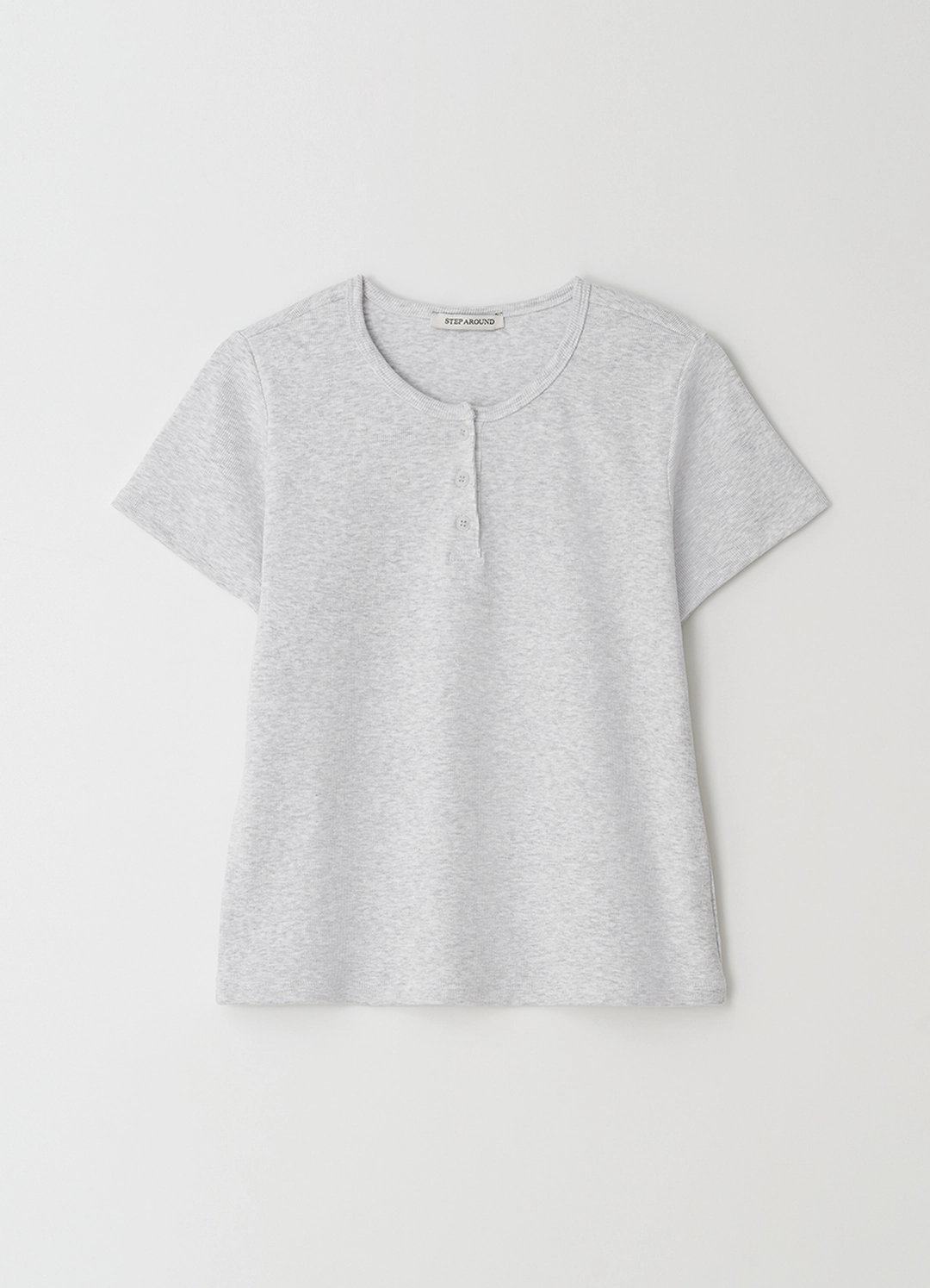 스텝어라운드 [17차] Henley Short Sleeve T-Shirt_LIGHT GREY 상품 이미지 1
