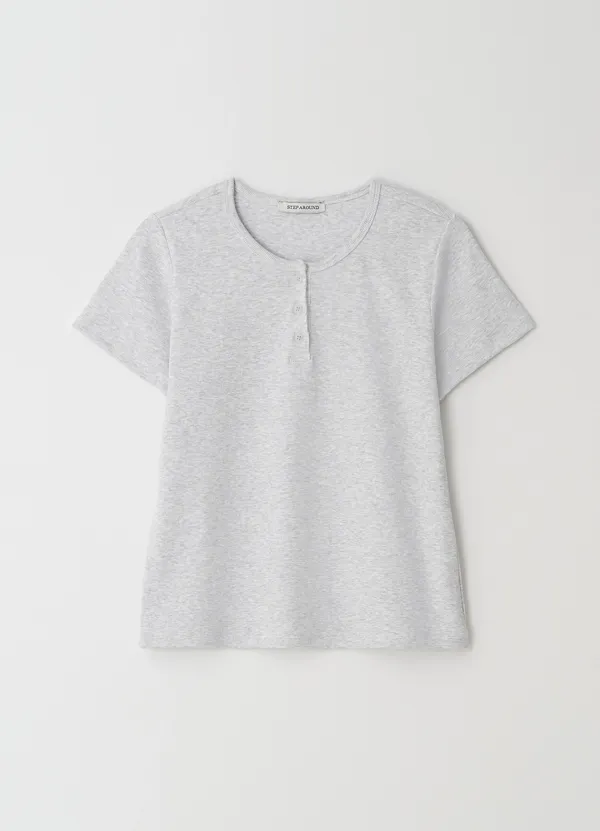 [16차] Henley Short Sleeve T-Shirt_LIGHT GREY