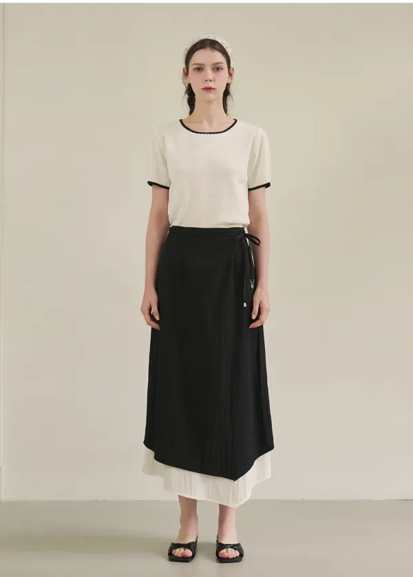  [25-36]  Beguile Unbalance Strap Long Skirt  비가일 언발란스 스트랩 롱 스커트 (여름-여행룩-바캉스룩-데일리룩-데이트룩-출근룩-플레어핏-스트랩-언발란스-배색-빅사이즈-자체제작) 