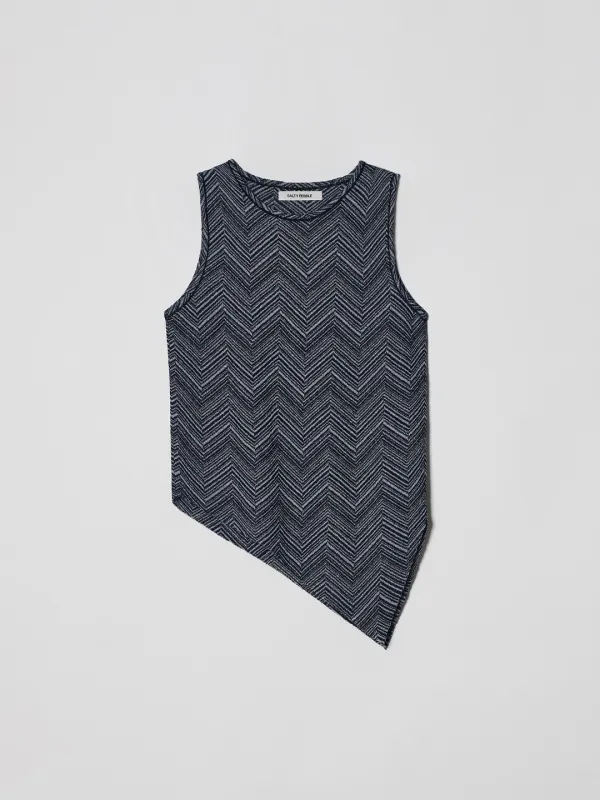 HERRINGBONE GLITTER SLEEVELESS [BLACK]