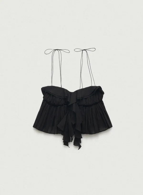Frill Tiered Sleeveless Blouse_Black