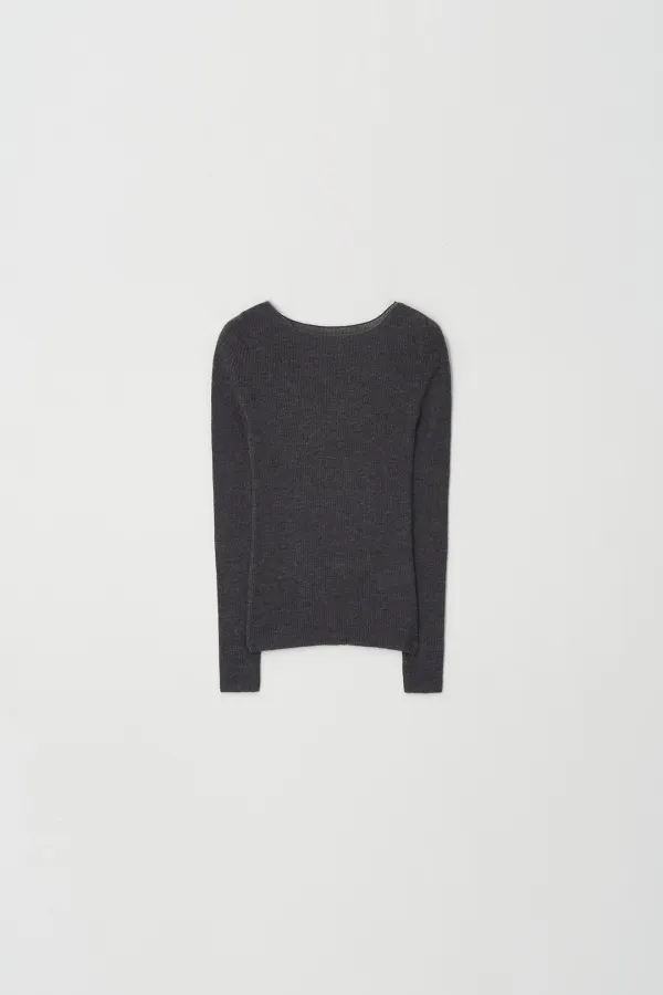 Basic Round Knit Top (charcoal)