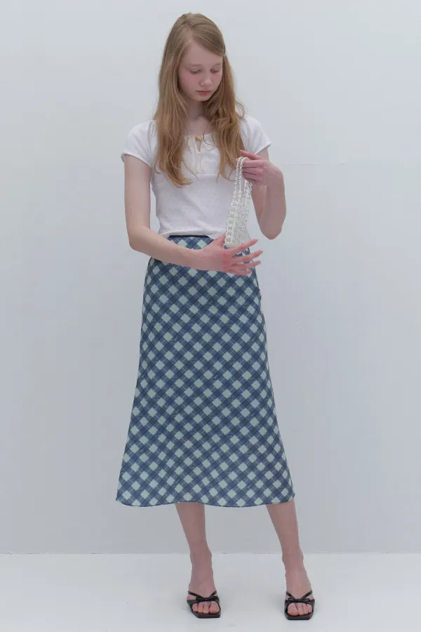 Summer Check Skirt (Navy)