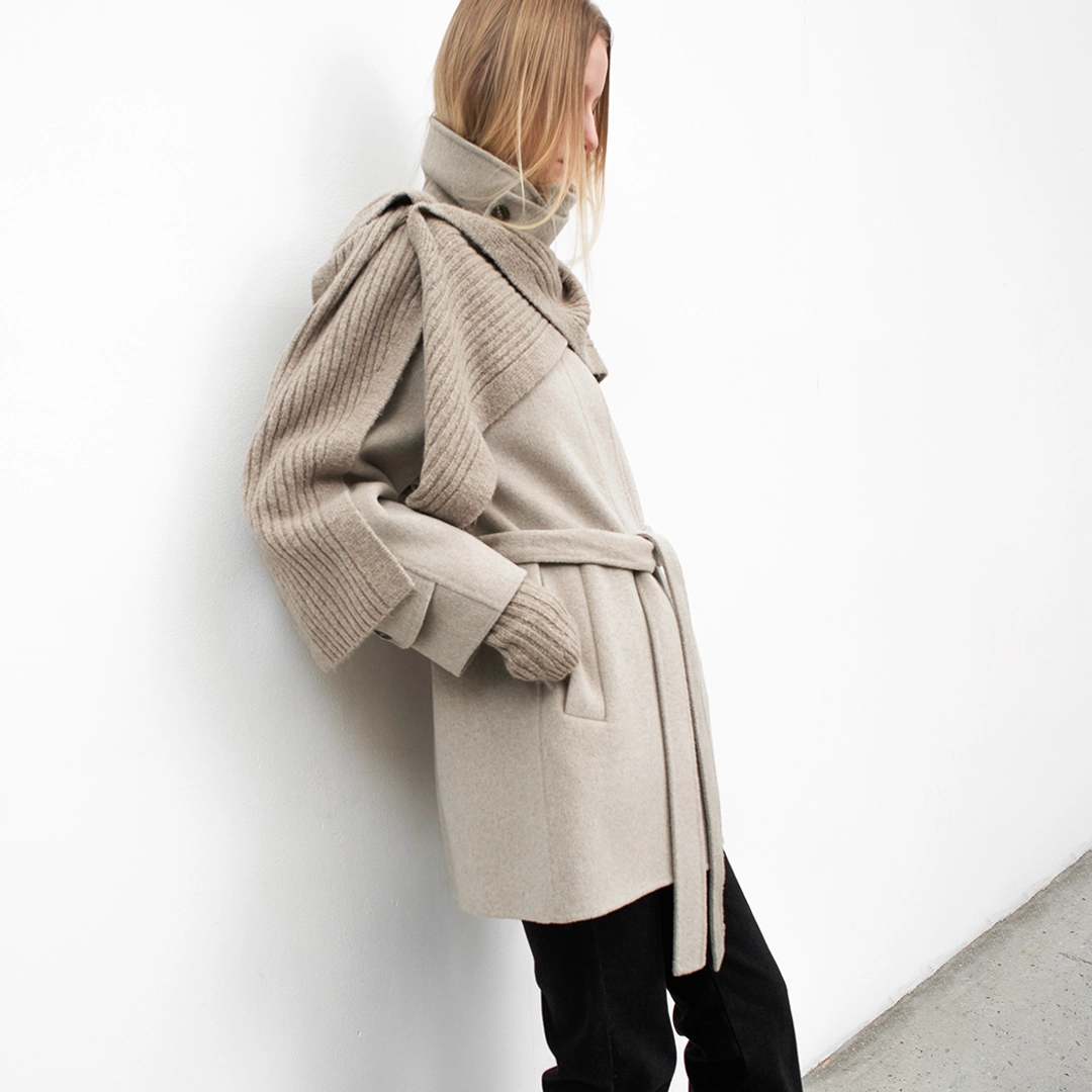 아뜰리에 나인 (CT-1453)KNIT SET BALMACCAN HANDMADE HALF COAT S 상품 이미지 1
