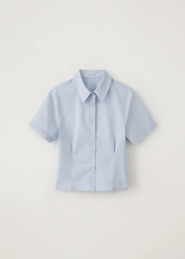 [3rd-reorder] Vern waist tucked half shirt (water blue)