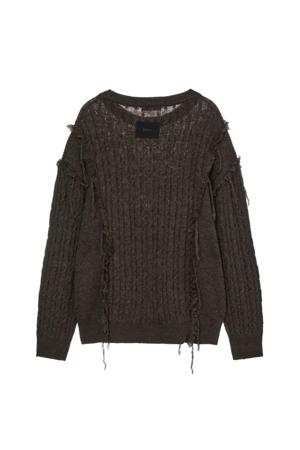 CABLED PULLOVER KNIT IN BROWN