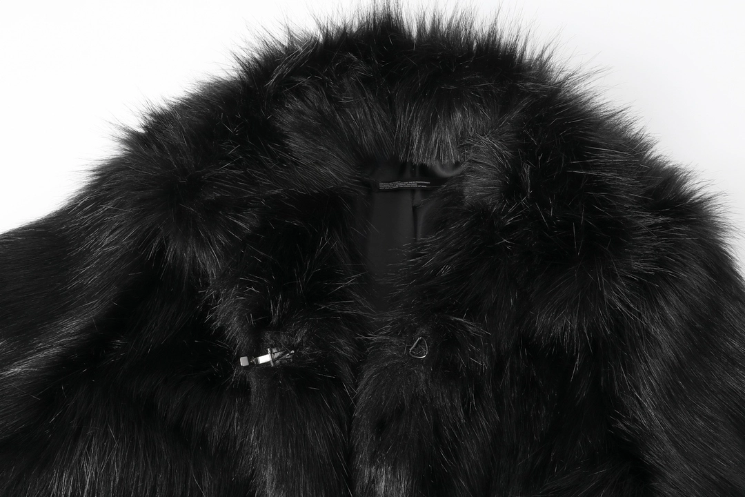 이네기 [4th Reorder] High Neck Fur Jacket (black) 상품 이미지 3