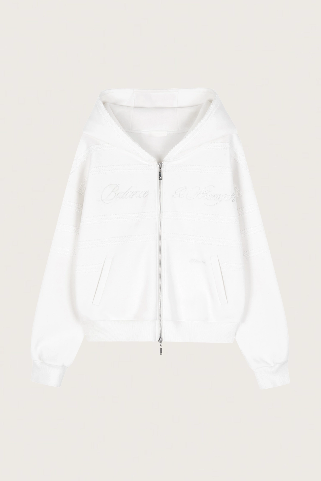 클리시어 Whity Lace Trim Hooded Zip-up, White 상품 이미지 1