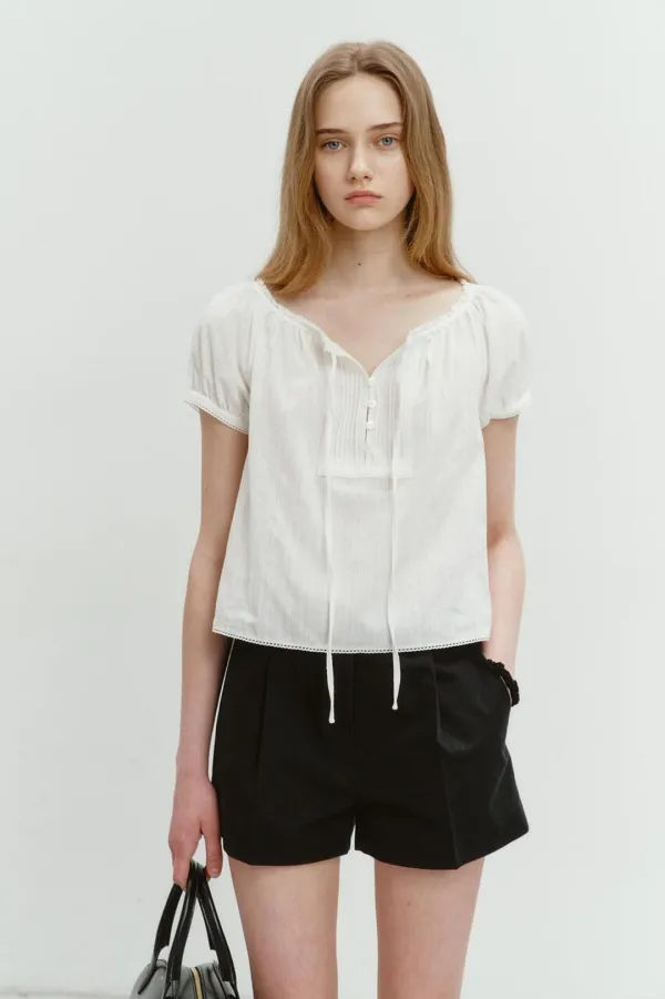 2-WAY SHIRRING BLOUSE OFF WHITE
