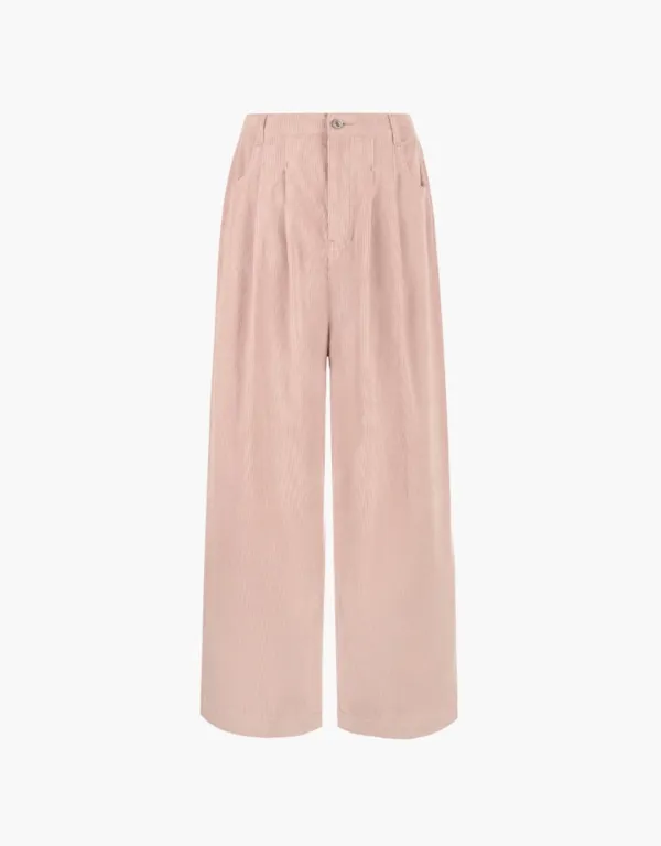 corduroy tuck wide pants - indian pink