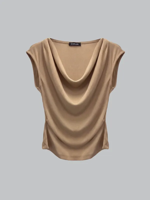 SANDY SHIRRING TOP_BEIGE