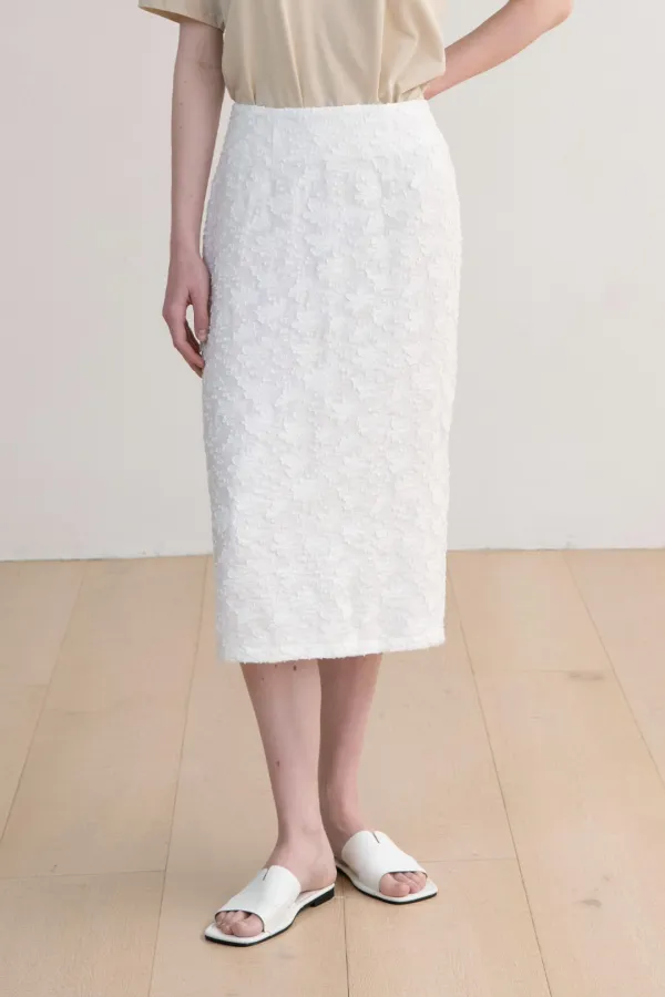 [2차] Flower Jacquard Skirt_White