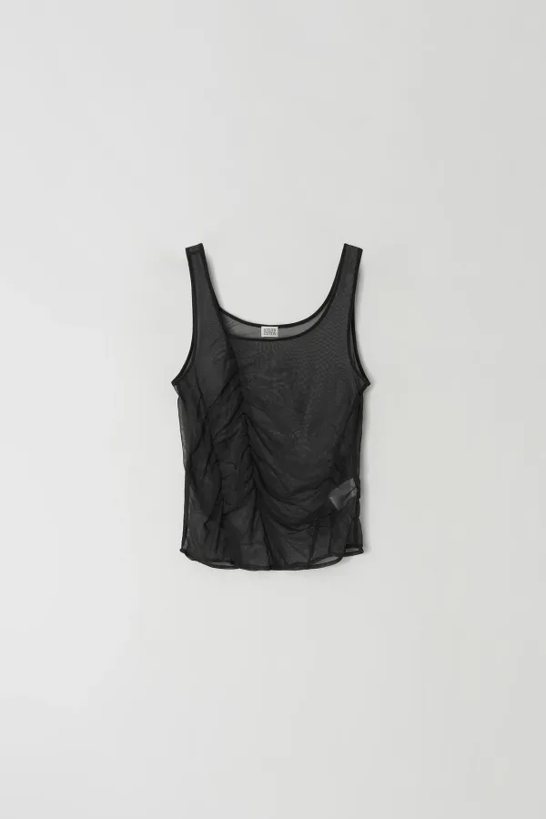 Mesh Shirring Top (charcoal)
