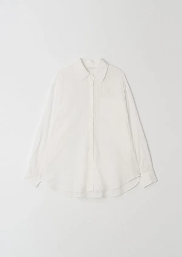 sheer jacquard stripe shirt-ivory