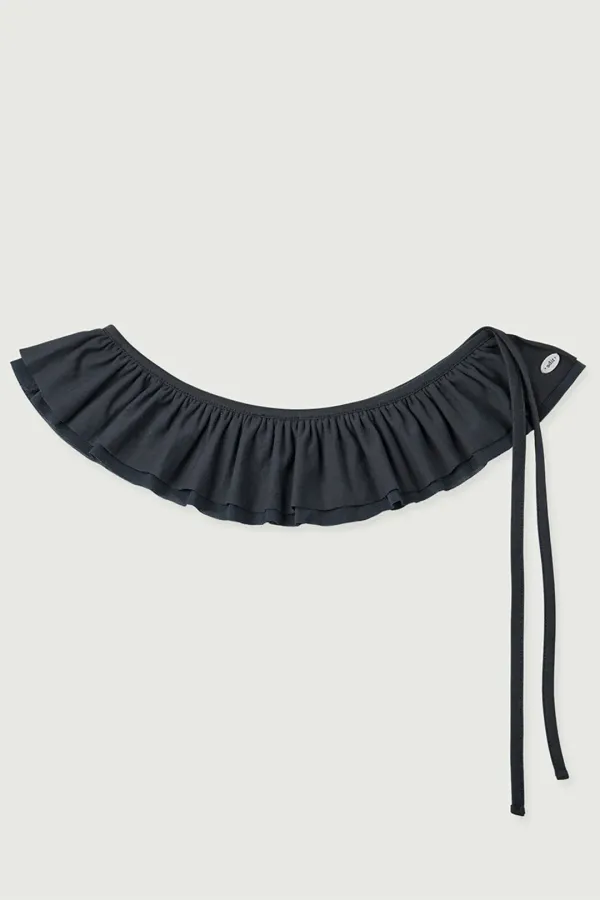 Mesh ruffle belt_dark gray