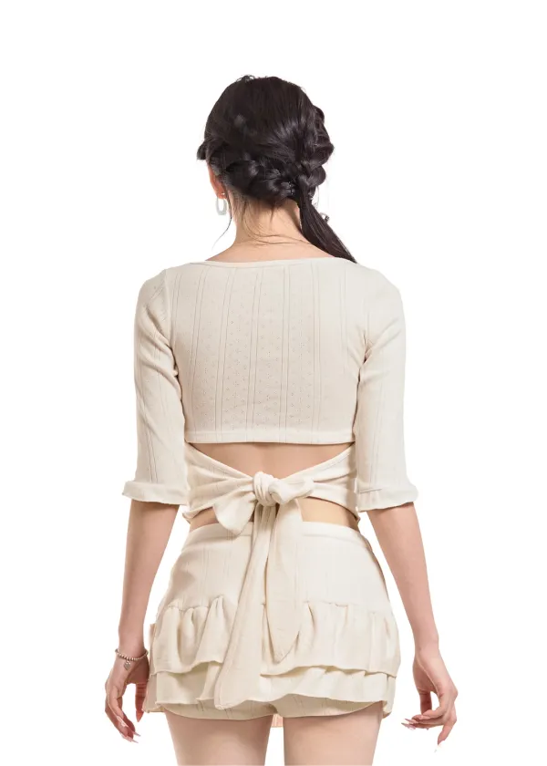 BLOSSOM BACK-RIBBON TOP [IVORY]
