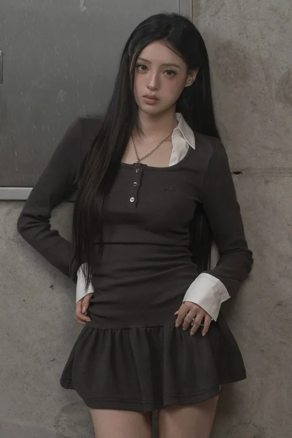 Overlay Mini Dress (charcoal)