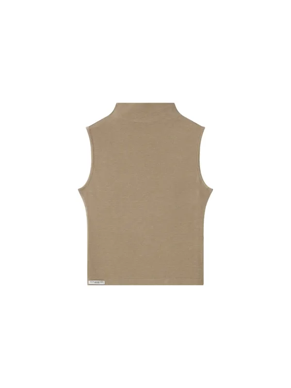 Mock Neck Sleeveless - Taupe