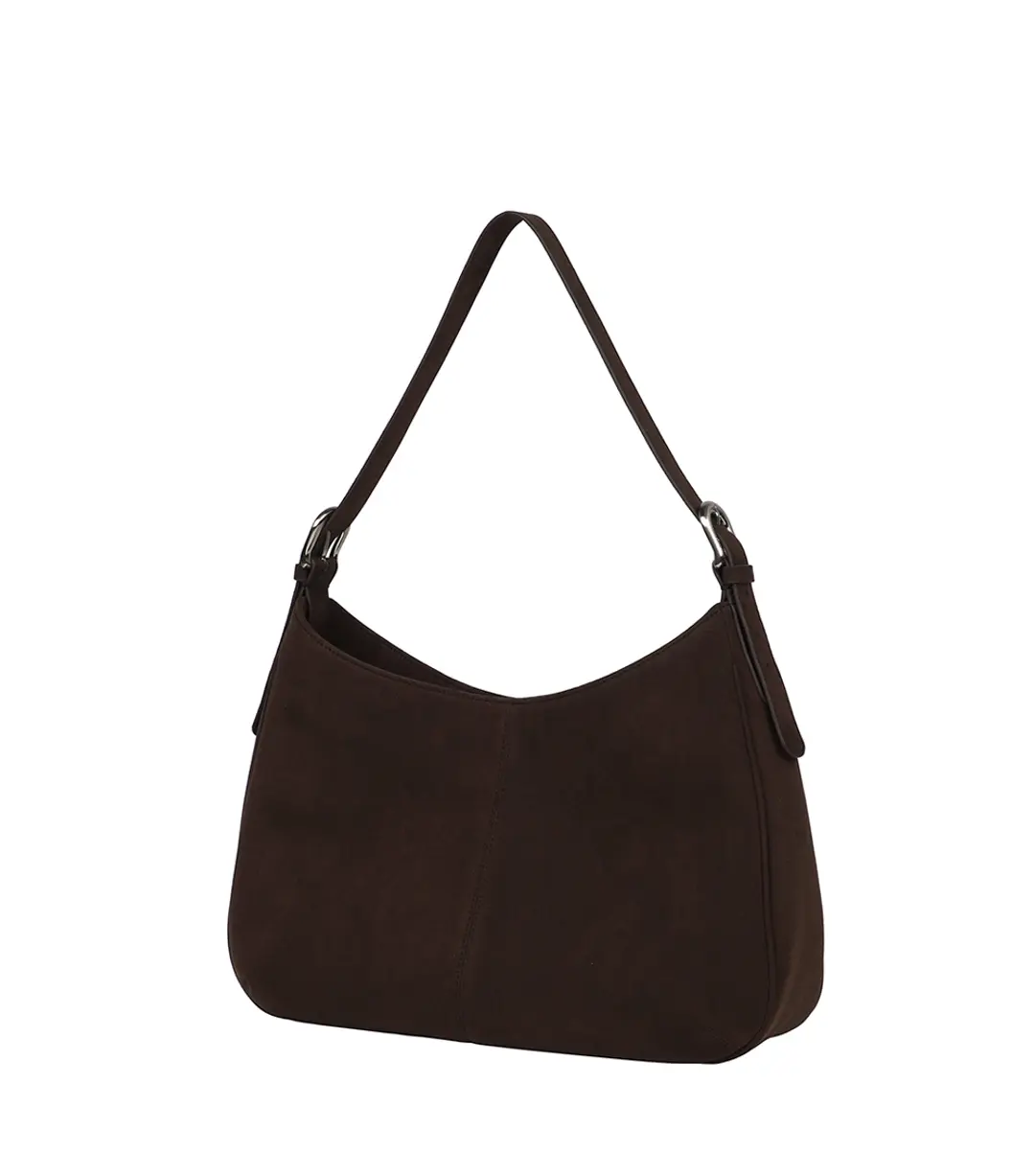 Bulky Buckle Bag Suede Brown
