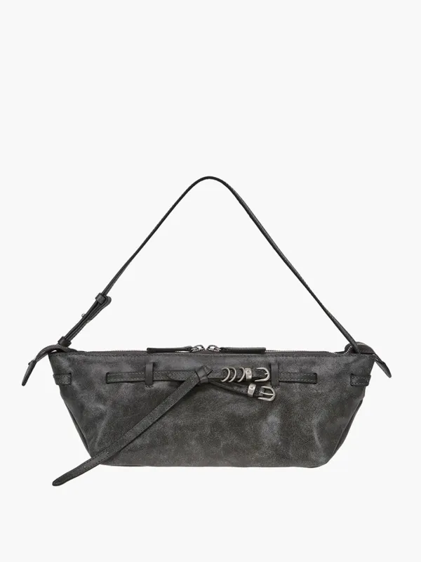 GRANDMA USED SLING BAG_white+grey two-tone cracked