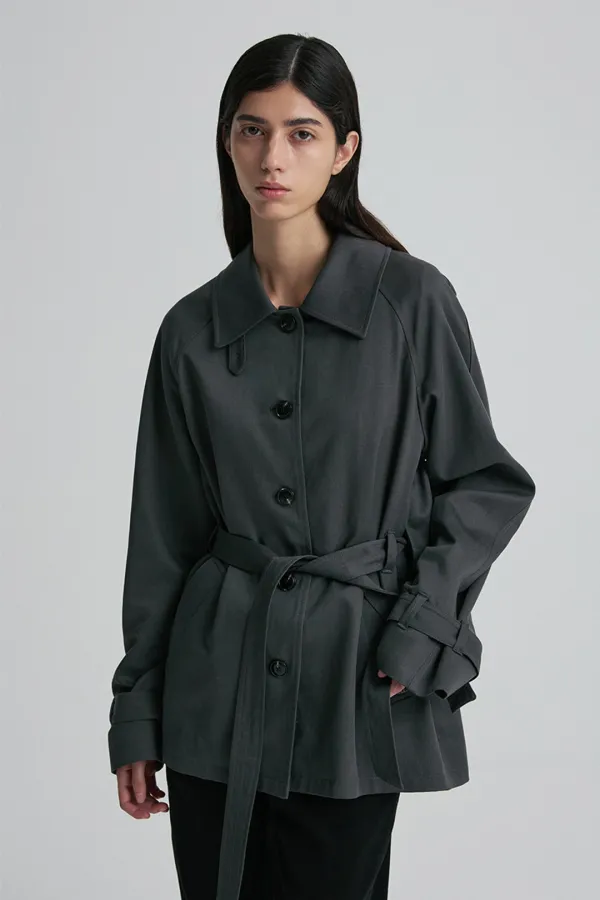 BELTED TRENCH JACKET CHARCOAL