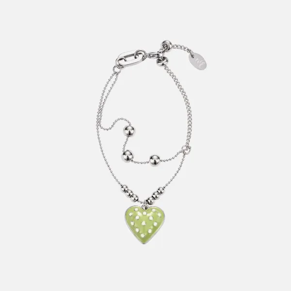 dot heart bracelet-olive