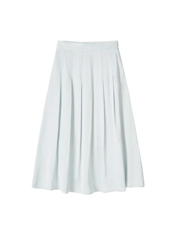Grace Satin Pleated Skirt_ Silver