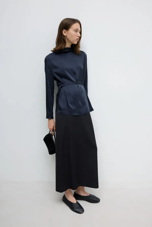 Relaxed button-tab Blouse_navy