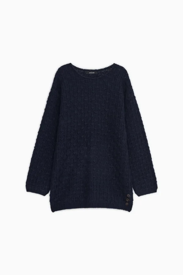 NUBBY TEXTURED HALF KNIT, NAVY