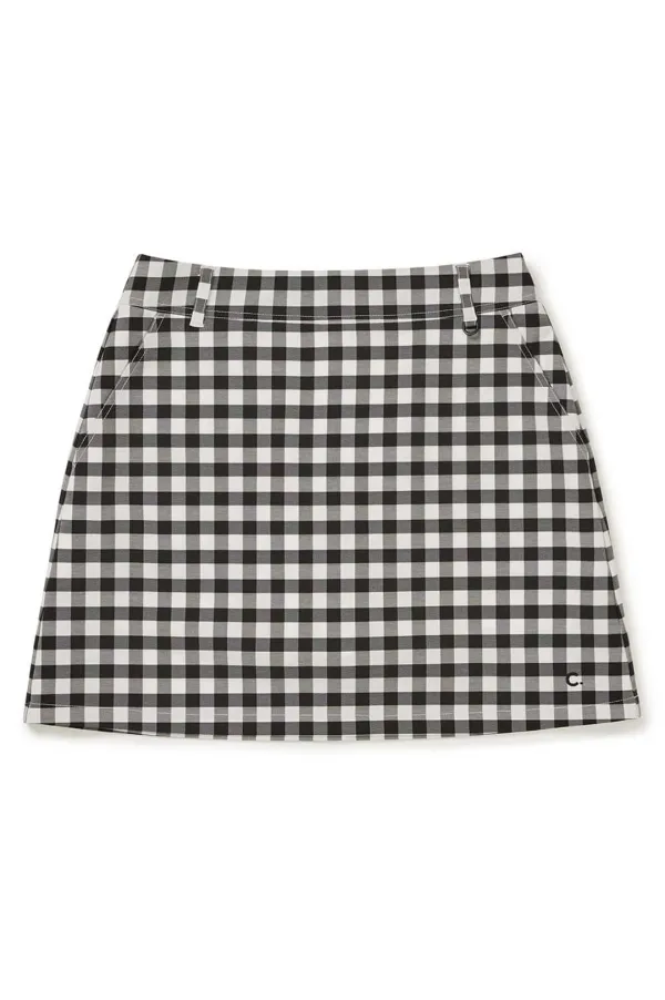 [25SS clove] Gingham Check Skirt (Black)