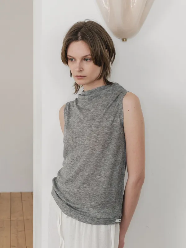 [26 Summer] Soft neck top - Gray