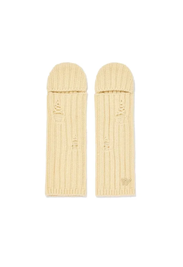 CUT OUT MITTEN WARMERS, CREAM