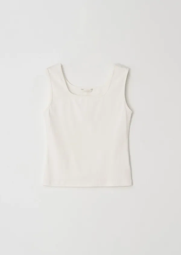 square neck sleeveless top-ivory