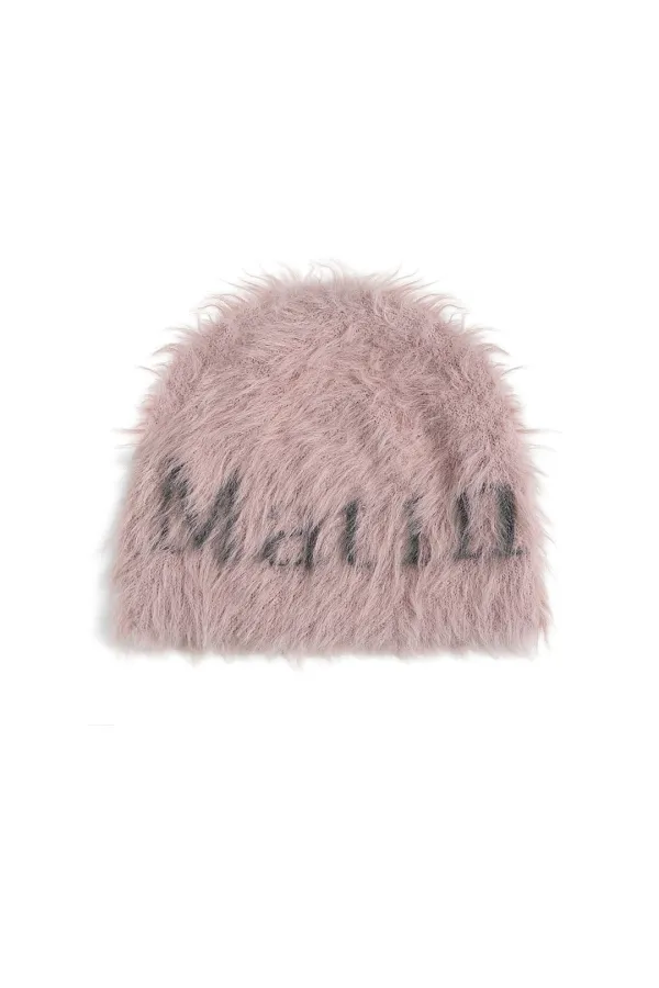 MATIN HAIRY KNIT BEANIE IN PINK
