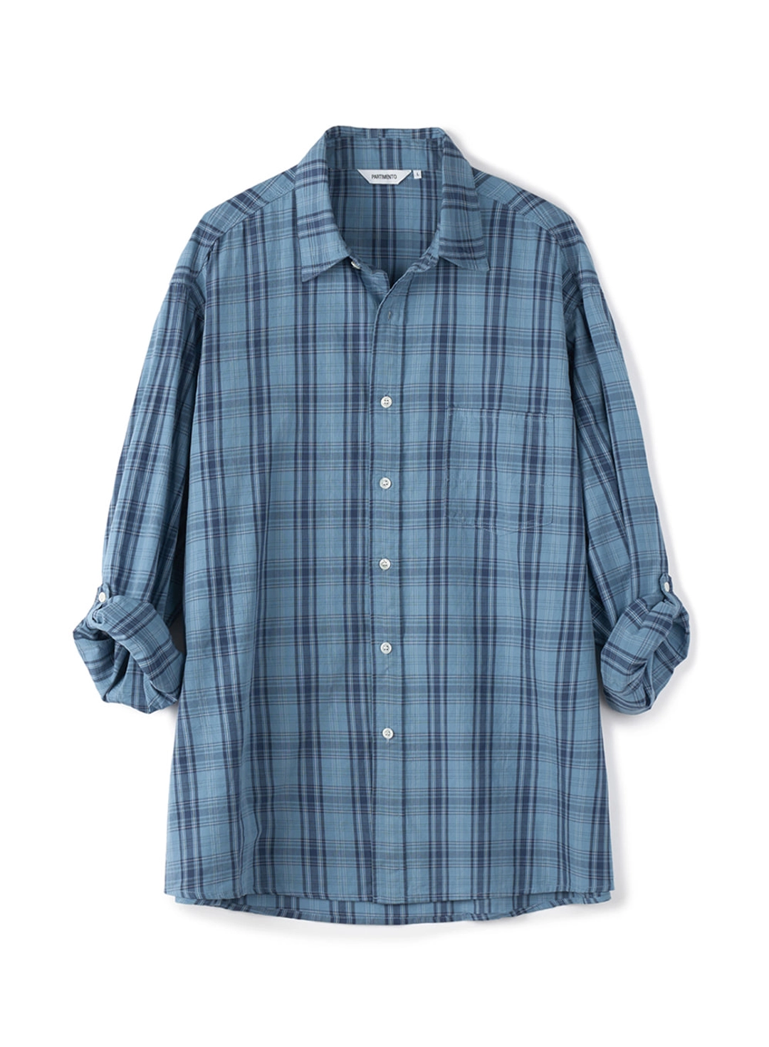 파르티멘토 Dusty Check Roll Up Shirts_Blue 상품 이미지 1
