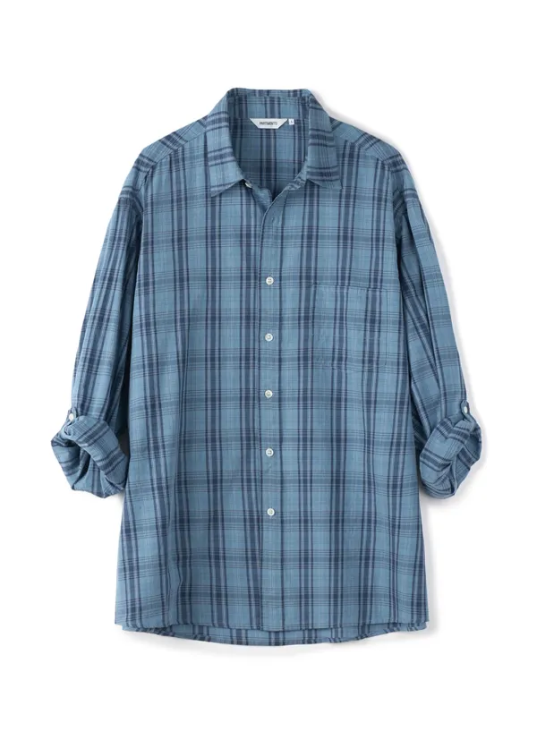 Dusty Check Roll Up Shirts_Blue
