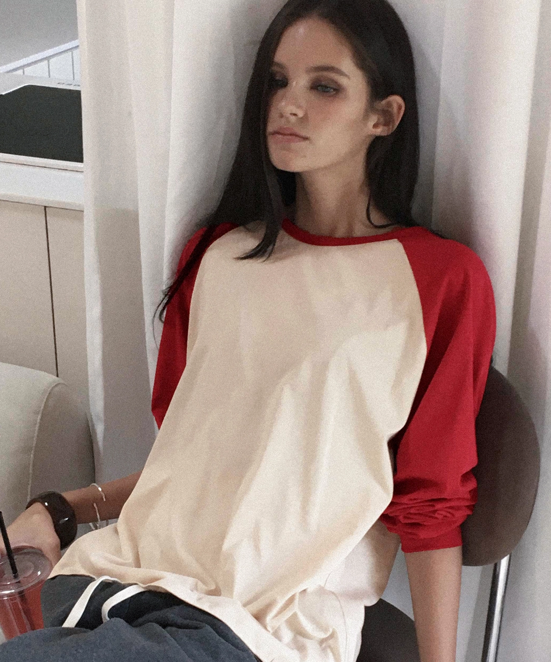 비터셀즈 [7부/오버핏] Vintage Essential Raglan Tee-Red 상품 이미지 1