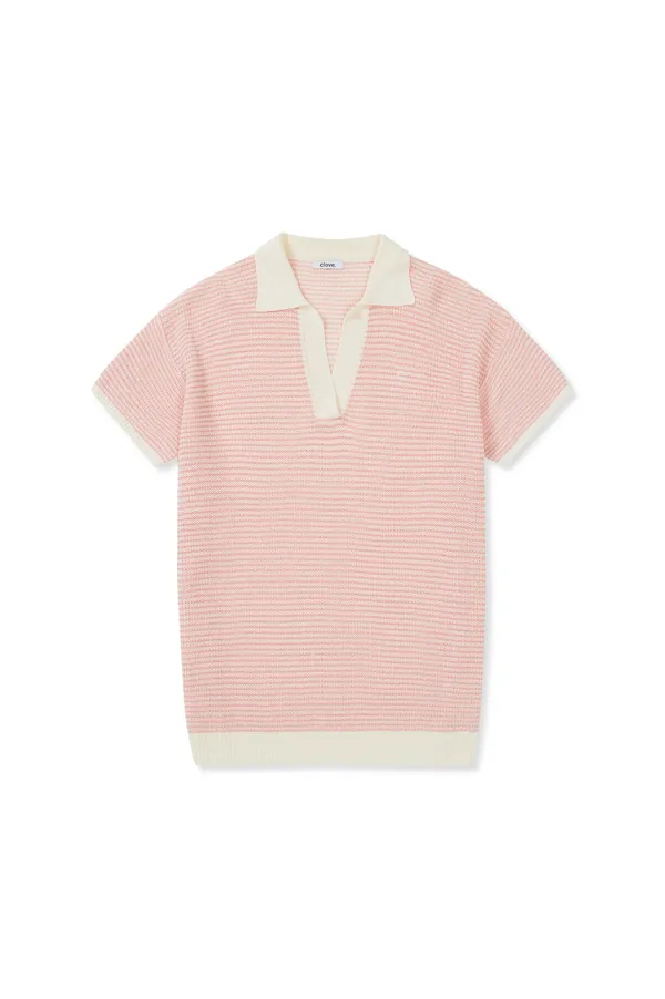 [25SS clove] Stripe Knit Cover Up (Pink)