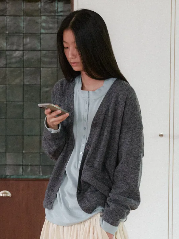 [26FW] Pocket Knit Cardigan - Charcoal