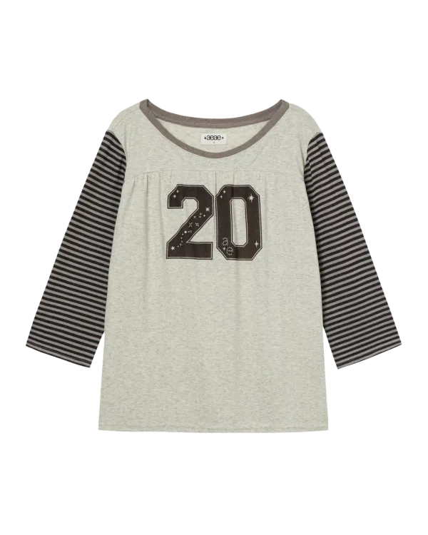 STRIPE COMBI TEE [BROWN]