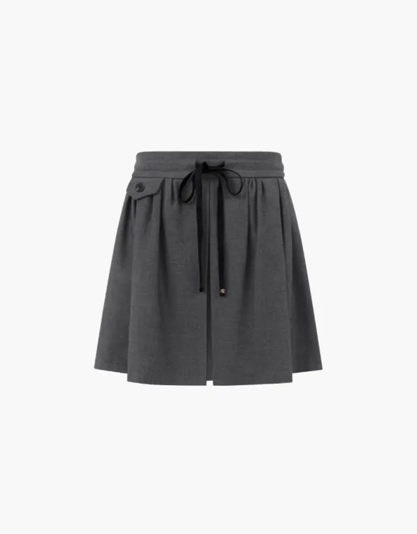 ribbon shirring skirt - charcoal