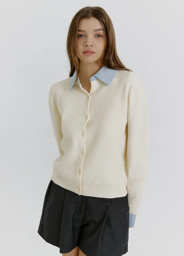 [44-120]  Lenidin Shirt Collar Cardigan  레니딘 셔츠 카라 가디건 (가을-봄-데일리룩-데이트룩-출근룩-격식룩-하객룩-데일리가디건-셔츠-카라가디건-롱슬리브-긴팔가디건-레이어드-베이직-자체제작)