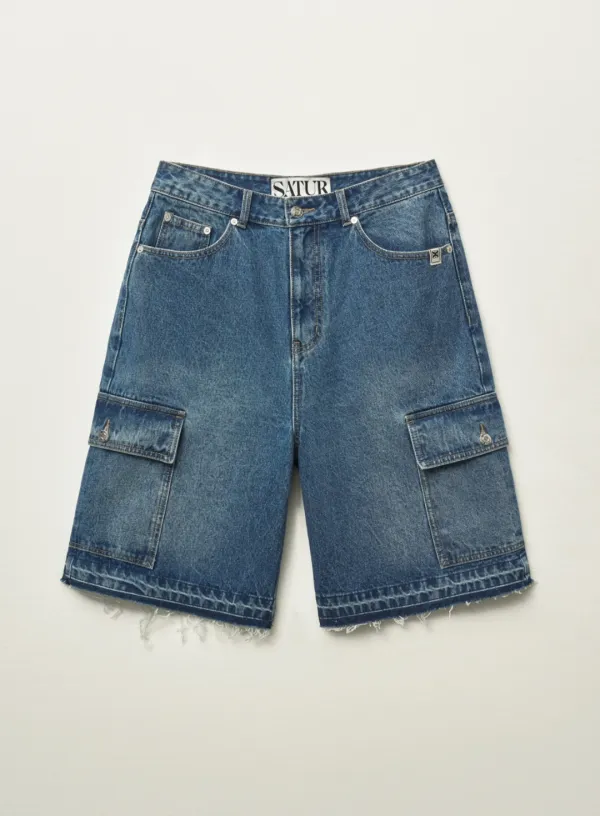 Cargo Bermuda Denim Shorts - Blue