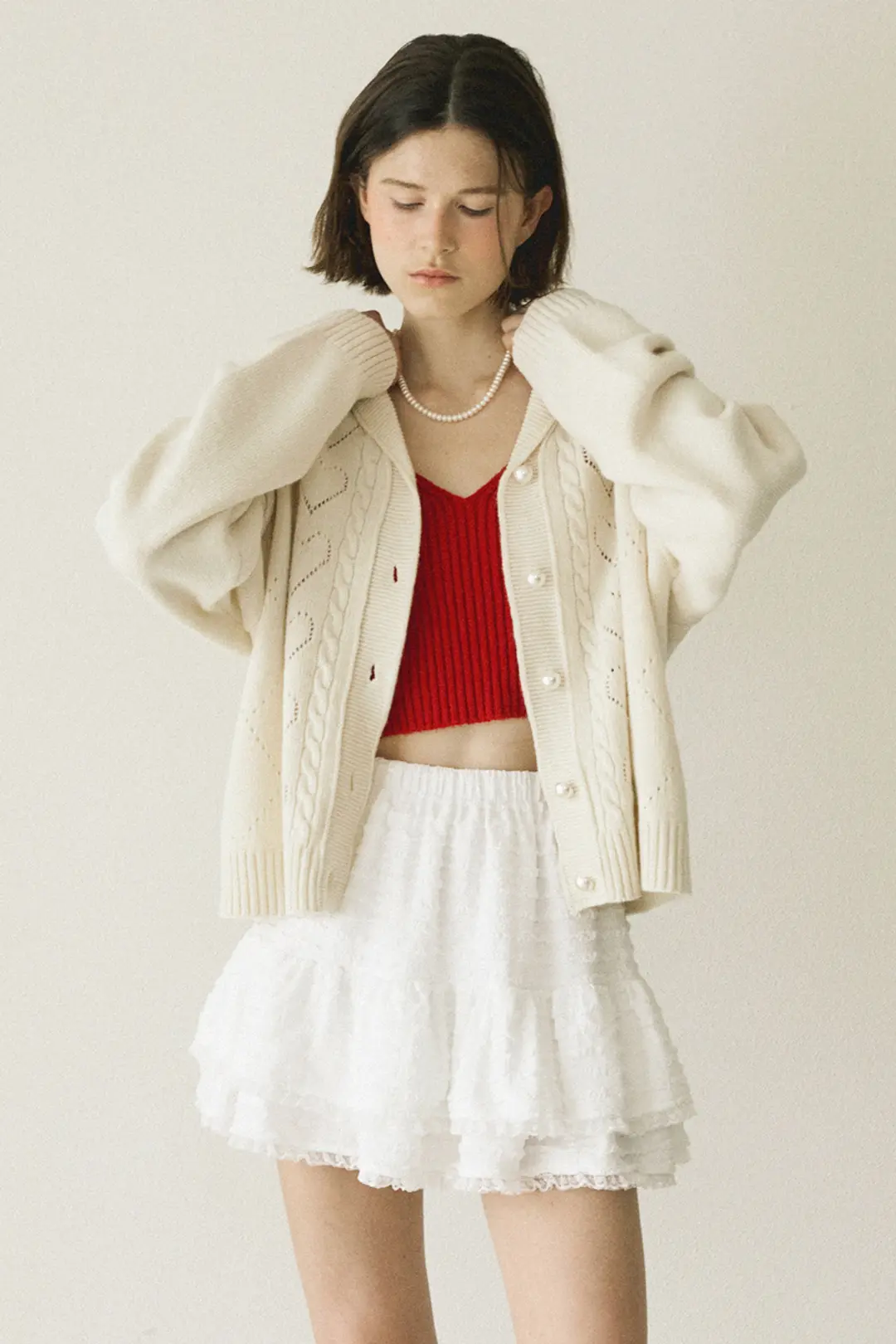 모어댄라이크 HEART COLLAR WOOL CARDIGAN - IVORY 상품 이미지 2