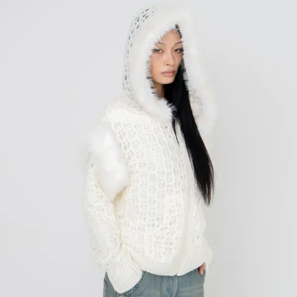 SNOWY FUR CARDIGAN (IVORY)