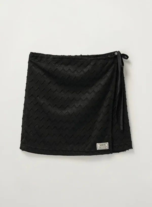 (W) Crochet Layered Skirt - Black