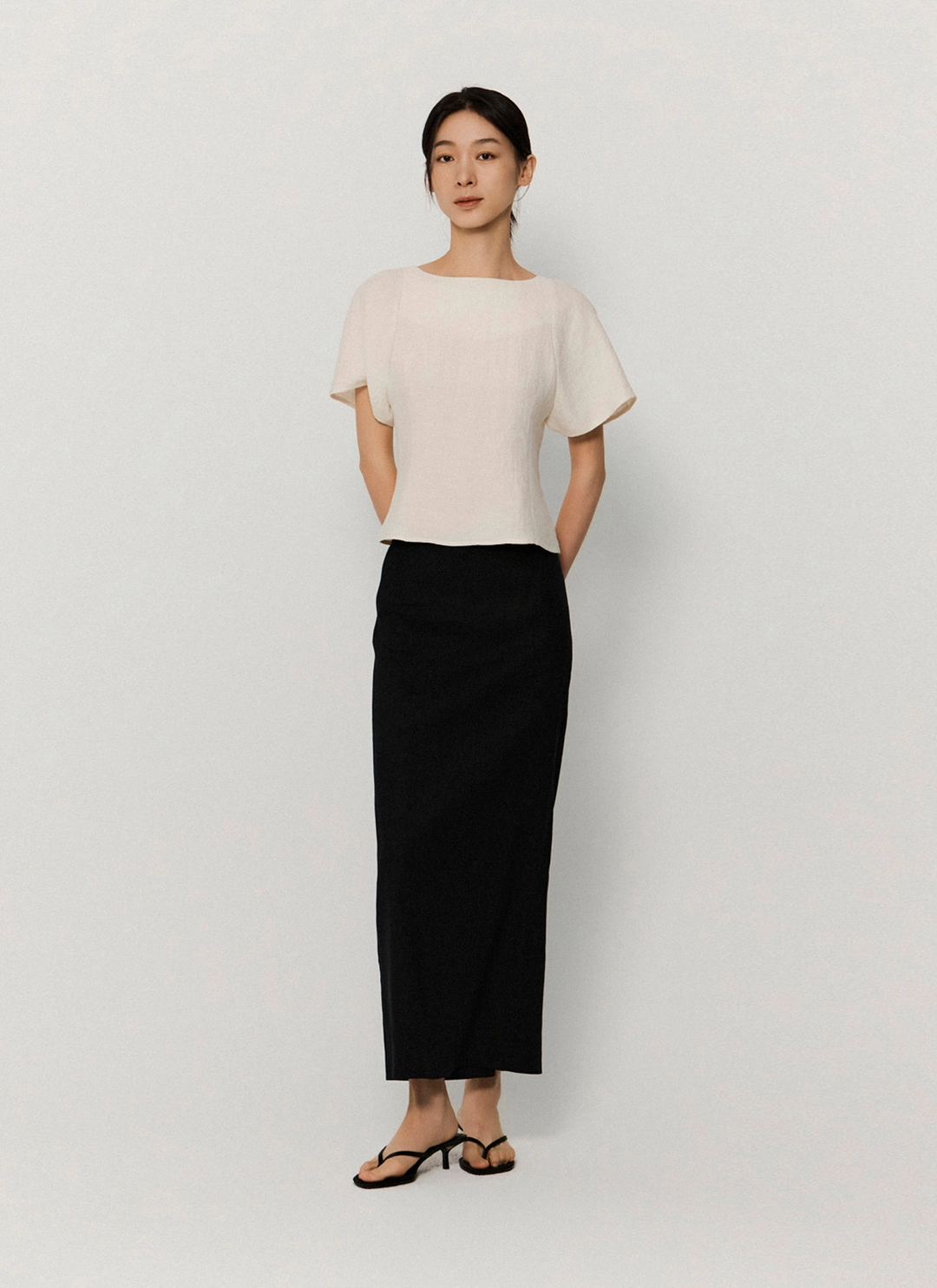 녹섭 essential linen skirt_black (3 size) 상품 이미지 1