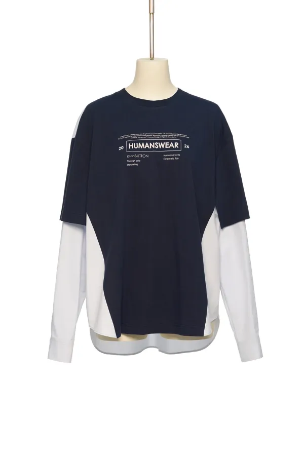PS26 DARK NAVY HYBRID LAYERED TOP