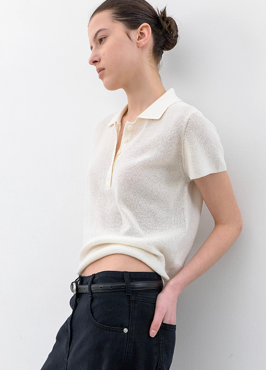 아뜰리에 나인 (T-7251)AN ESSENTIAL WAFFLE COLLAR KNIT 상품 이미지 1